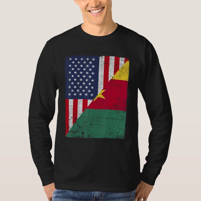 Camiseta Country Flag  Half USA Half Cameroon (Frente)