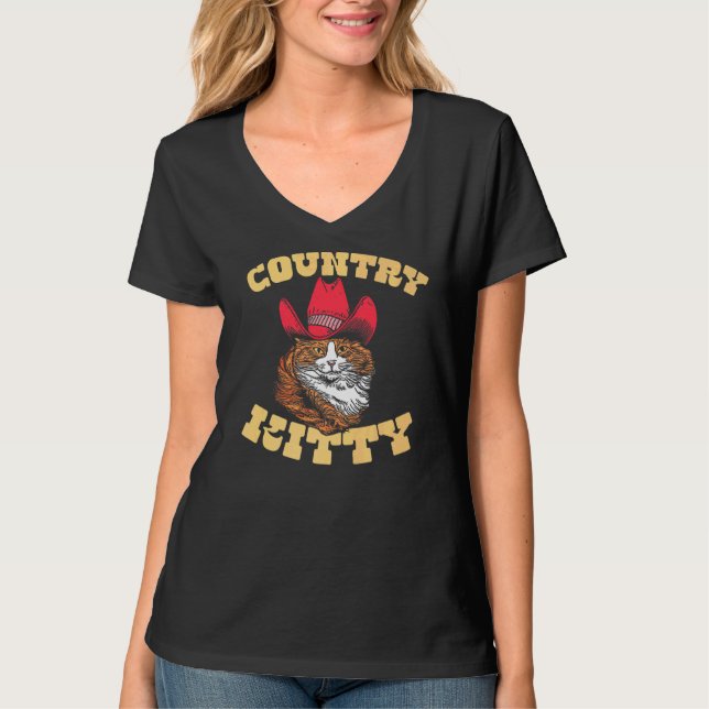 Camiseta Country Kitty Country Cowgirl Cat Western Vibe (Frente)