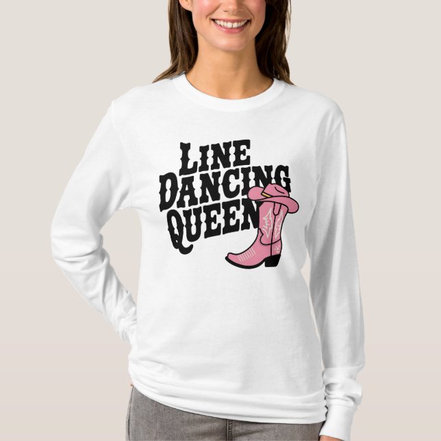 Camiseta Country Line Dancing Queen Cowgirl Boots Western (Frente)