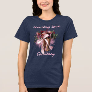 Camiseta Country Love Cowgirl Boots Flores Selvagens