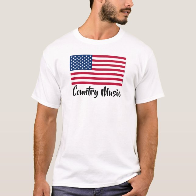 Camiseta Country Music Fan USA Flag Patriótico Americano (Frente)