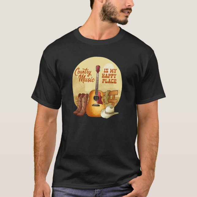 Camiseta Country Music is My Happy Place Country Lifestyle  (Frente)