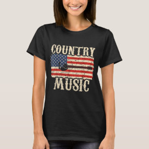 Camiseta Country Music Retro Vintage Guitar Flag Americano