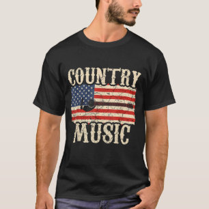Camiseta Country Music Retro Vintage Guitar Flag Americano