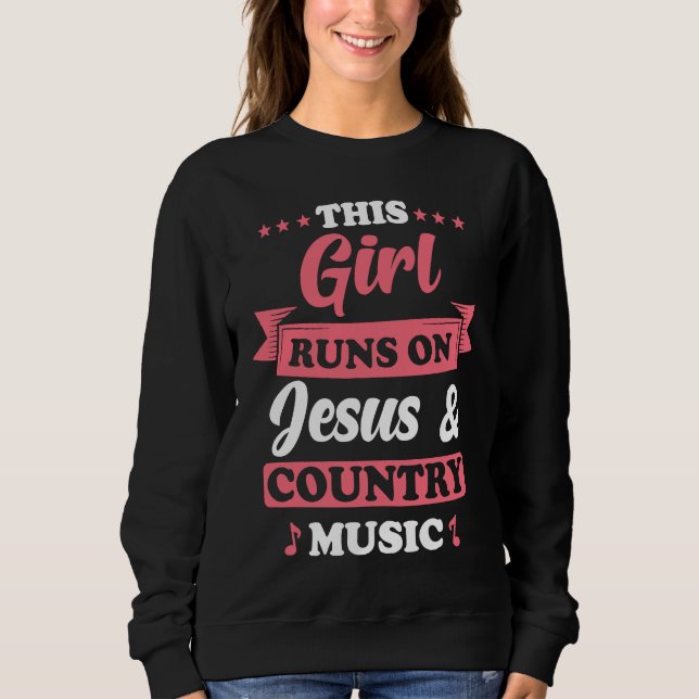 Camiseta Country Music This Girl runs on Jesus and Country  (Frente)