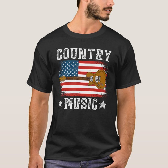 Camiseta Country Music US Flag Guitar Patriarca Sul Nós (Frente)