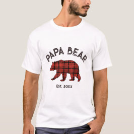 Camiseta Country Plaid Papa Bear Father Year Est. White