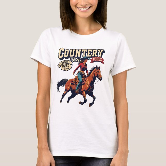 Camiseta Country Road Codes: Ride True, Ride Free (Frente)