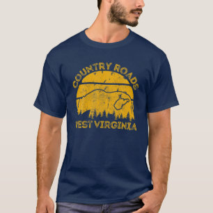 Camiseta Country Roads Bear West Virginia Mapa Natureza Out