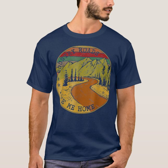 Camiseta Country Roads Me Levam Para O Farmário. (Frente)