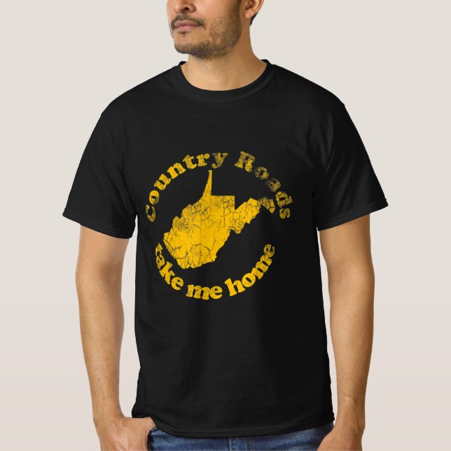 Camiseta country roads west virginia take me home (Frente)
