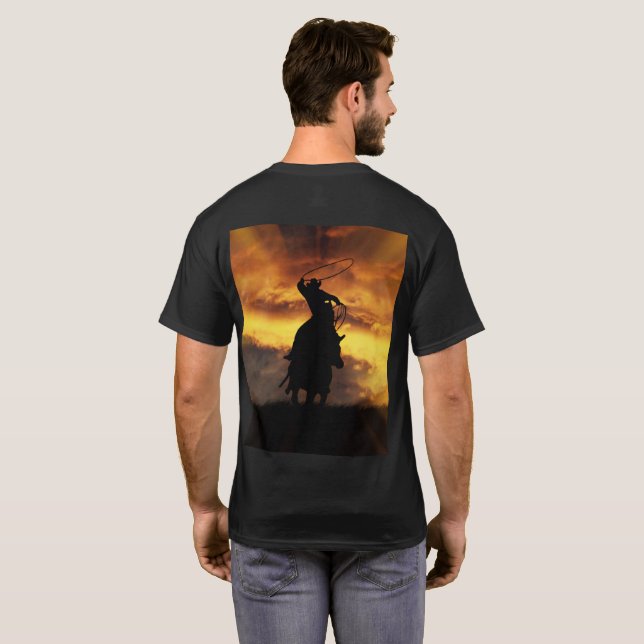 Camiseta Country Western Ropboy e Sunset Cavalo (Parte Traseira Completa)
