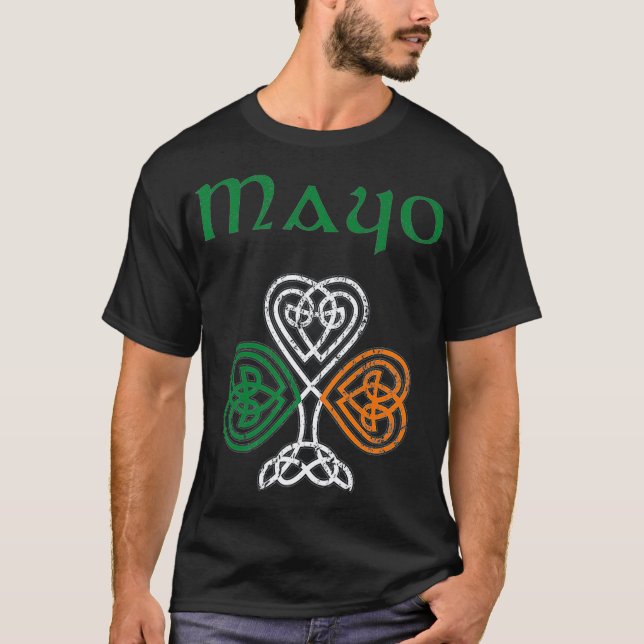 Camiseta County Mayo Shamrock Irlanda Flag Craic e ceol (Frente)