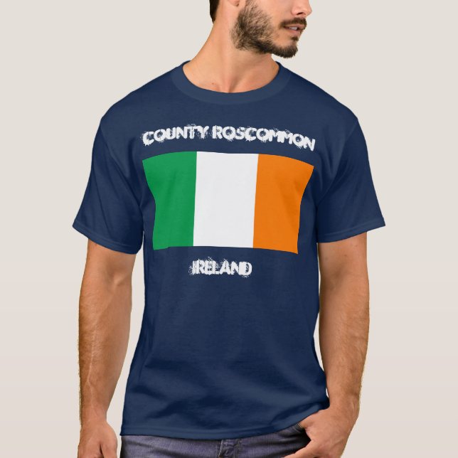 Camiseta County Roscommon, Irlanda com bandeira irlandesa (Frente)