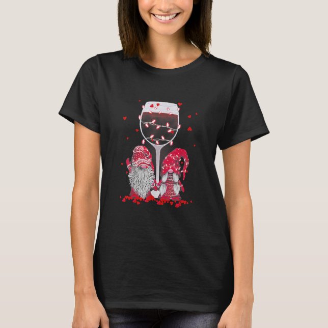 Camiseta Couple Gnome Valentine Day Wine Lovers (Frente)