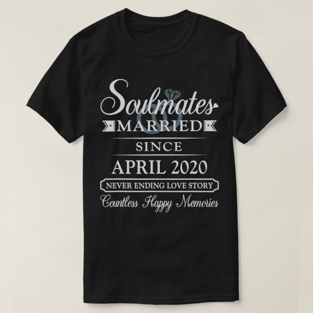 Camiseta Couple Married Since April 2020, 2nd Wedding Anniv (Frente do Design)