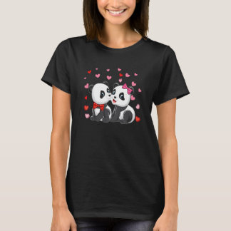 Camiseta Couple Pandas Valentine's Hearts Matching Family