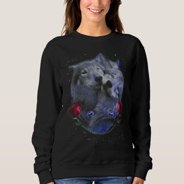 Camiseta Couple Wolf - Rose Flower (Frente)