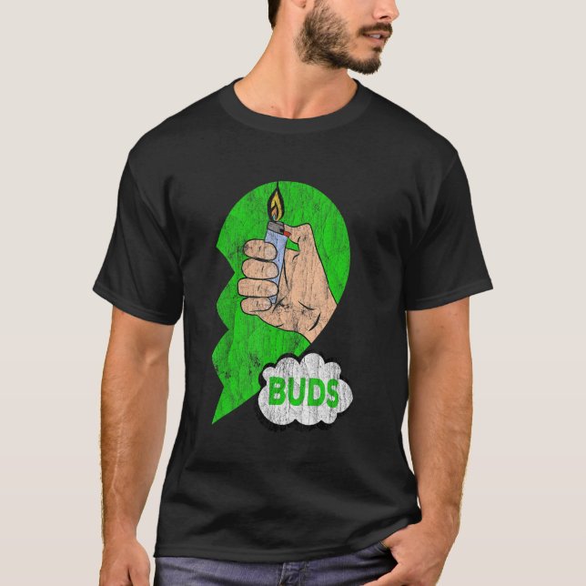 Camiseta Couples Matching Best Buds Weed Funny Joint Stoner (Frente)