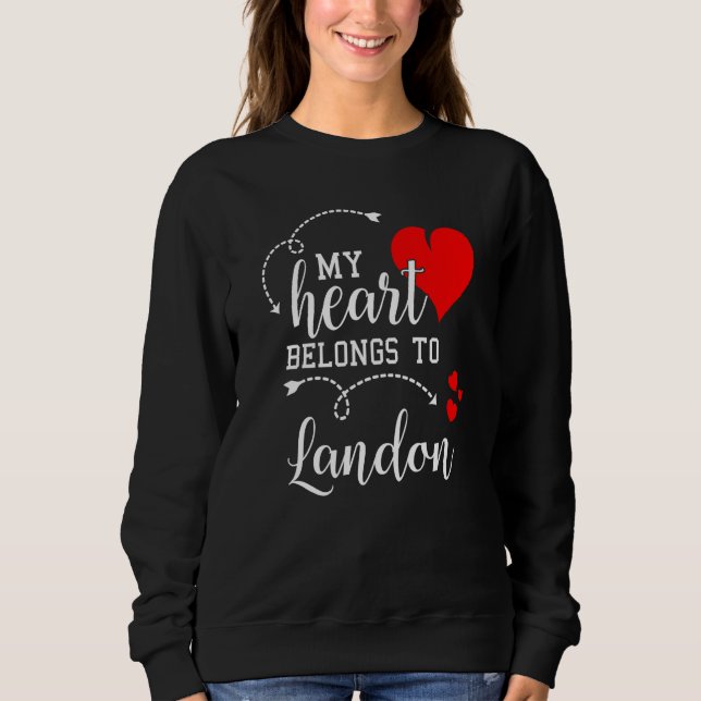 Camiseta Couples Matching My Heart Belong to Landon My Love (Frente)