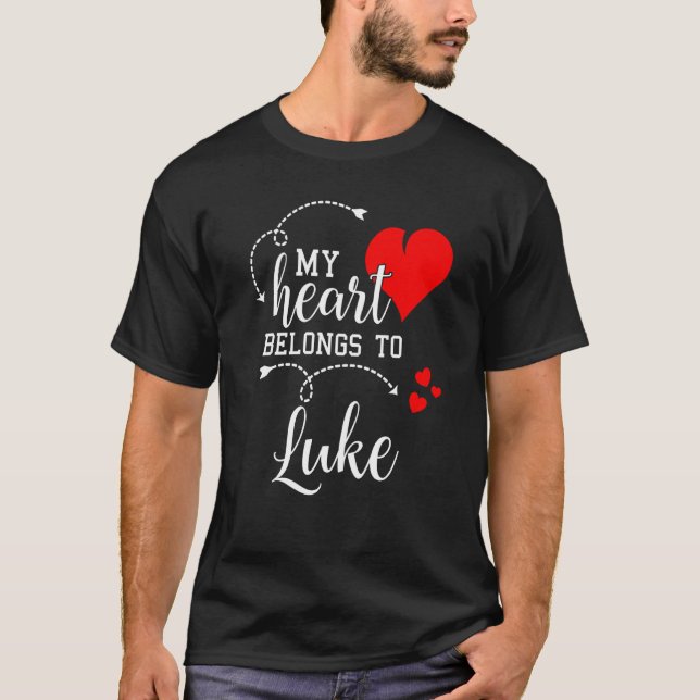 Camiseta Couples Matching My Heart Belong to Luke My Love (Frente)