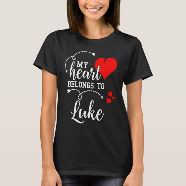 Camiseta Couples Matching  My Heart Belong to Luke  My Love (Frente)