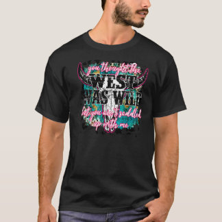 Camiseta Couro de Boi Caveira Você Não Está Montado Comigo 