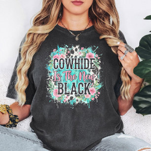 Camiseta Couro de Vaca é o Novo Estilo Floral Western Preto