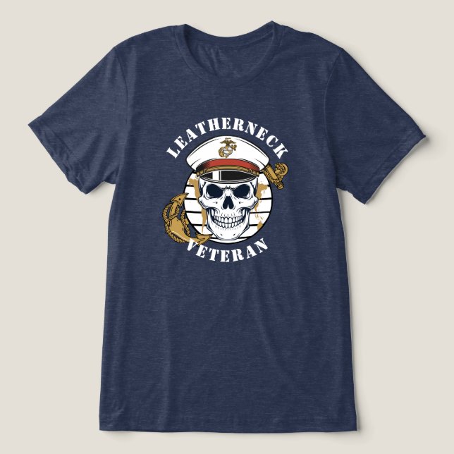 Camiseta Couro Veterano Tático Orgulho Crânio (Design frontal)