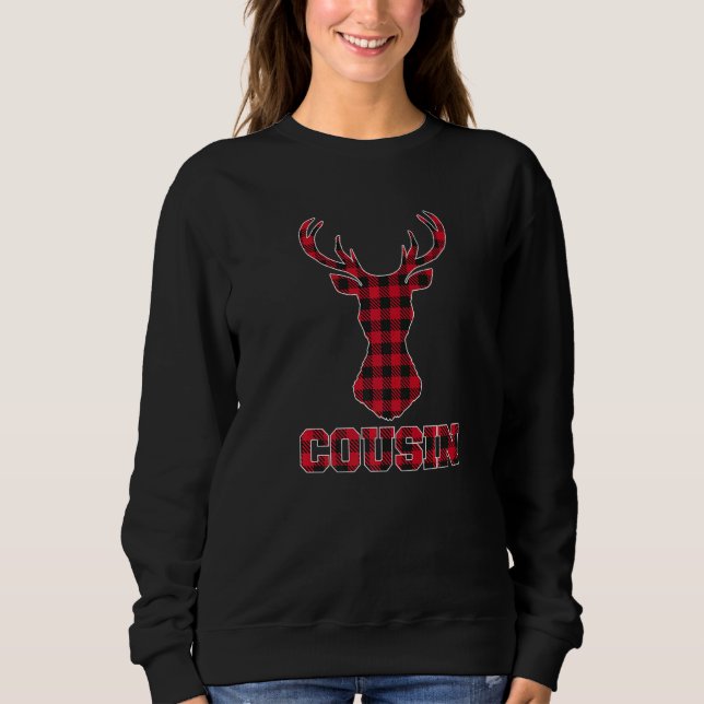 Camiseta Cousin Christmas Red Buffalo Xadrez Deer Head Matc (Frente)