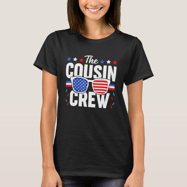 Camiseta Cousin Crew 4th of July Patriotic American Family  (Frente)