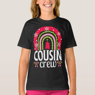 Camiseta Cousin Crew Árvore de Natal Rainbow Snowflake
