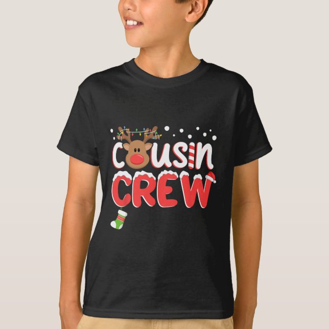 Camiseta Cousin Crew Christmas Kids Cousins Festa de Natal (Frente)
