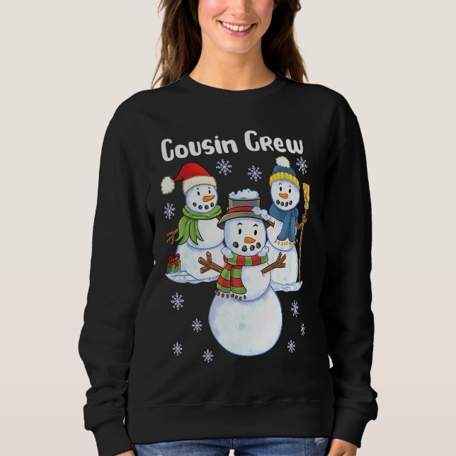 Camiseta Cousin Crew Christmas Matching Snowman Family (Frente)
