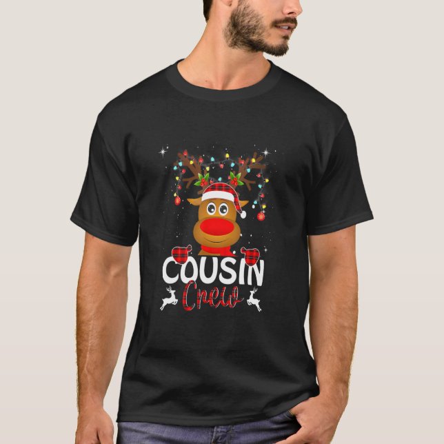 Camiseta Cousin Crew Christmas Reindeer Santa Hat Match (Frente)