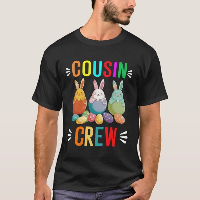 Camiseta Cousin crew easter bunny family matching boys girl (Frente)
