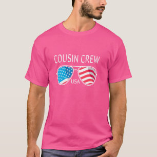 Camiseta Cousin Crew EUA Bandeira Americana Óculos de sol