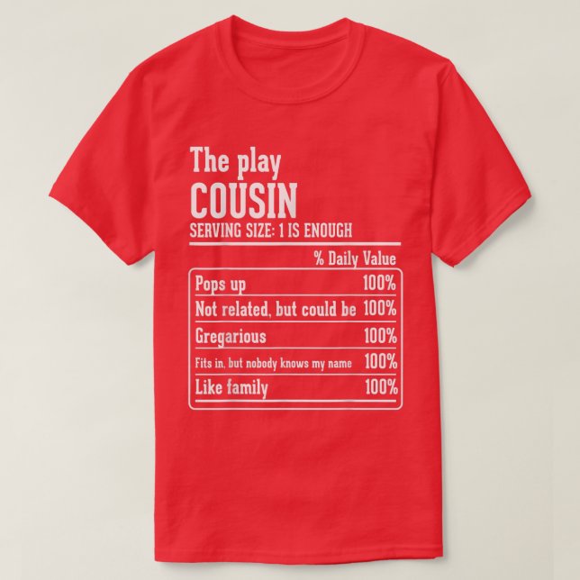 Camiseta Cousin Crew Fatos Nutricionais da Prima (Frente do Design)
