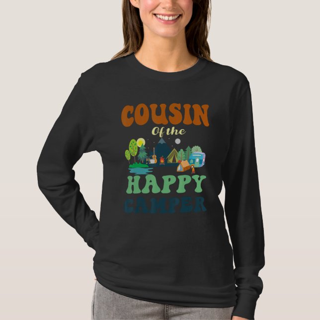 Camiseta Cousin Of The Happy Camper Men 1st Bday Camping Tr (Frente)