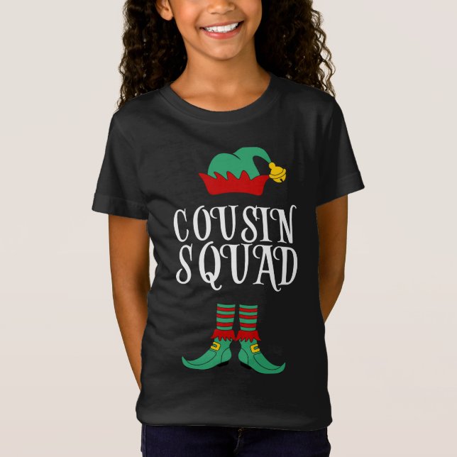 Camiseta Cousin Squad Engraçado Família Elf Reunindo Natal (Frente)