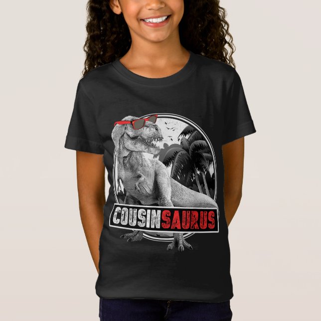 Camiseta Cousinsaurus para Meninos T-Rex Cousin Dinossaur (Frente)
