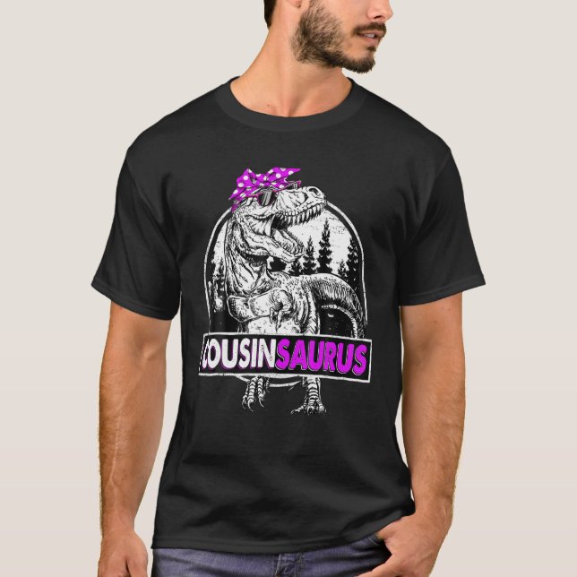 Camiseta Cousinsaurus T Rex Dinossauro Dia de as mães Engra (Frente)