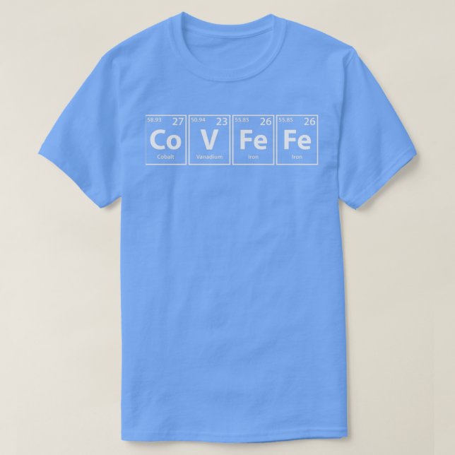 Camiseta Covfefe CoVFeFe Ortografia de Elementos Periódicos (Frente do Design)