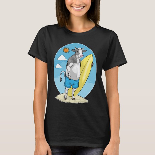 Camiseta Cow Beach Surfboard Summer (Frente)