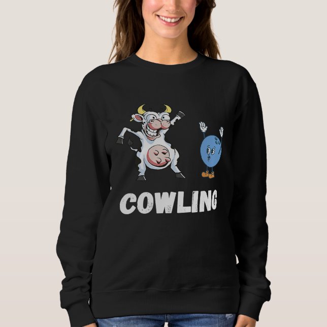 Camiseta Cow Bowling Ball Bowler Strike Bowling Pin Funny B (Frente)