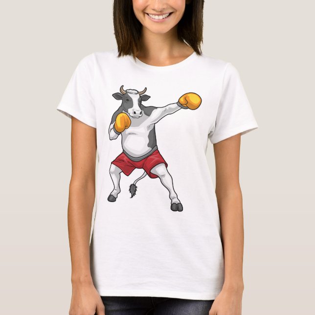 Camiseta Cow Boxer Boxing gloves Boxing (Frente)