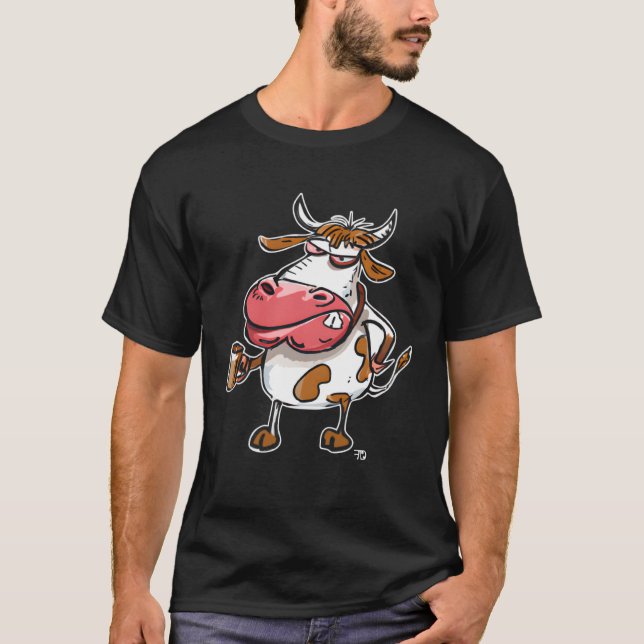 Camiseta Cow Bull With Coffee Cup (Frente)