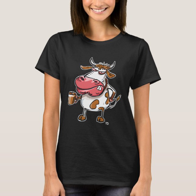 Camiseta Cow Bull With Coffee Cup (Frente)