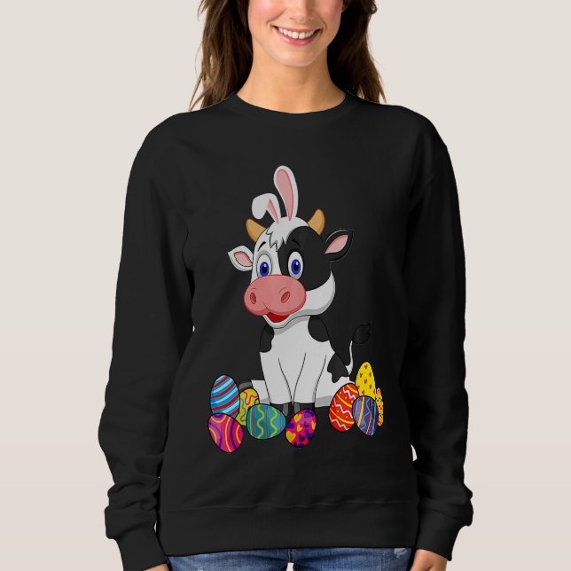 Camiseta Cow Bunny Ear With Egg Easter Easter Day Classic (Frente)
