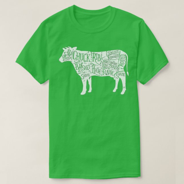 Camiseta Cow Butcher s - Beef Cuts Diagram  (Frente do Design)